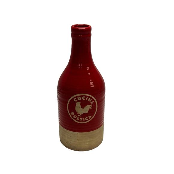 Sur la Table Cucina Rustica Handcrafted Stoneware Olive Oil Cruet Red - Picture 2 of 6